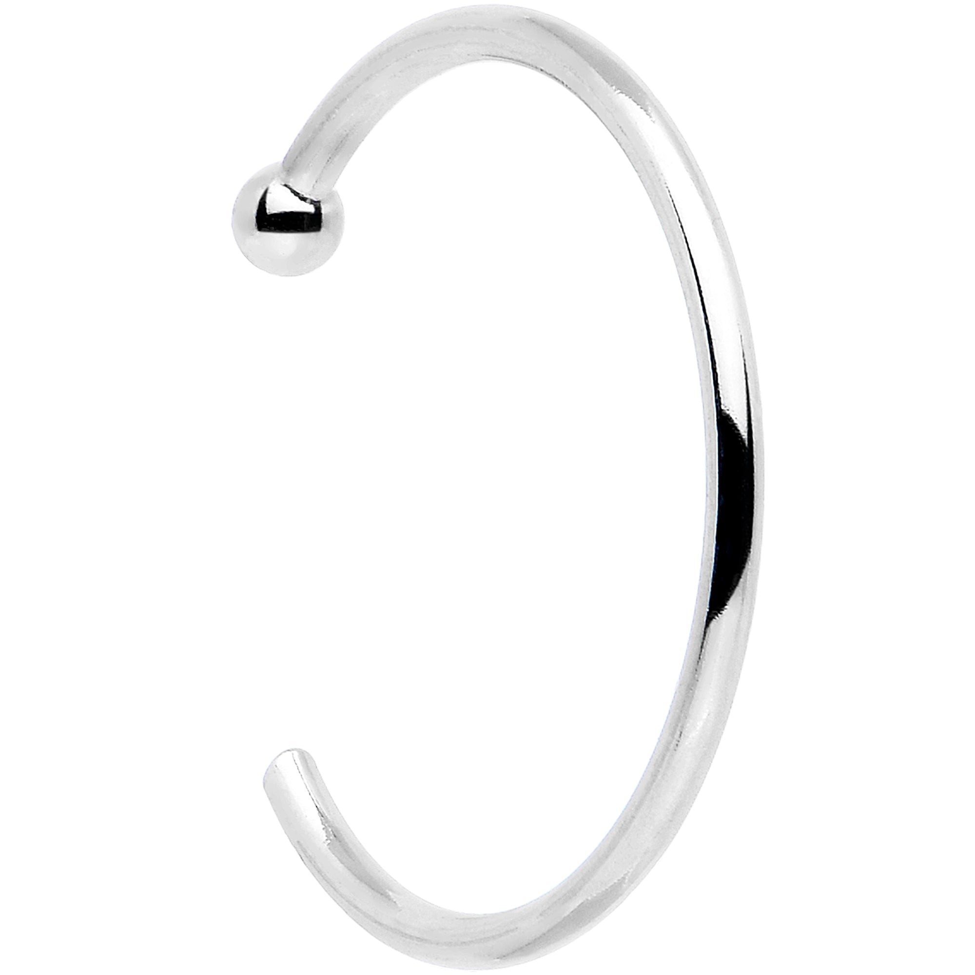 20 Gauge 3/8 Solid 18KT White Gold Nose Hoop