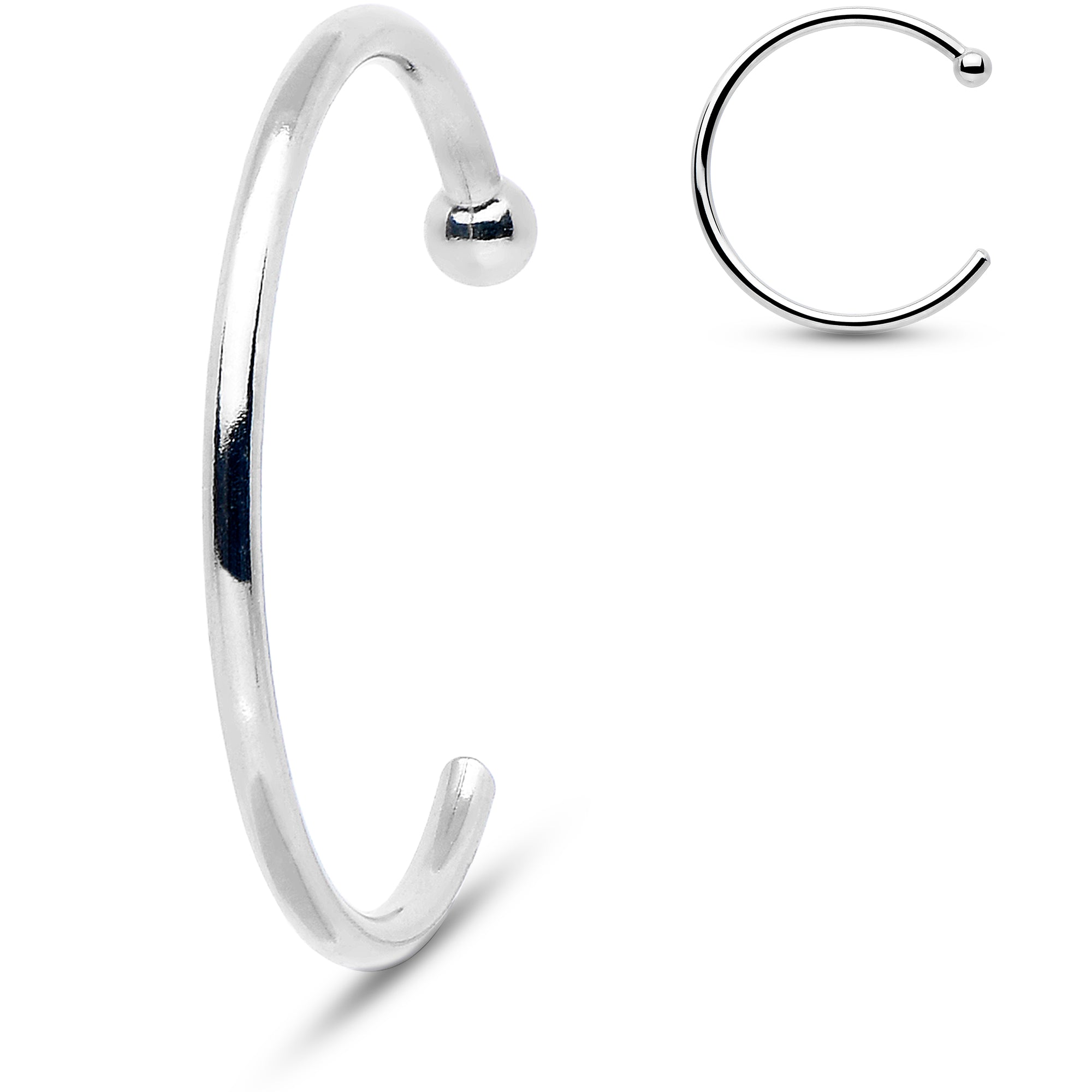 20 Gauge 3/8 Solid 18KT White Gold Nose Hoop