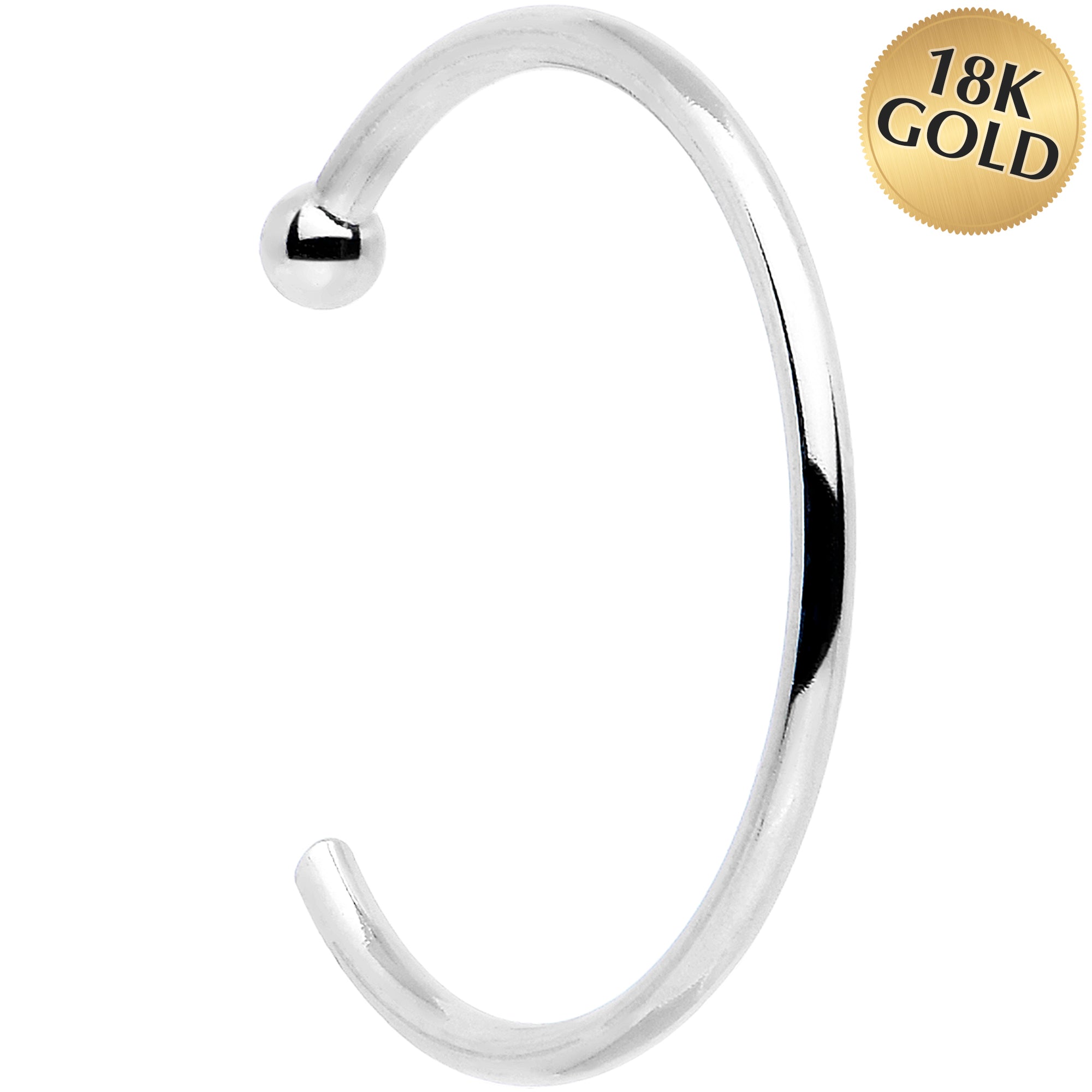 20 Gauge 3/8 Solid 18KT White Gold Nose Hoop