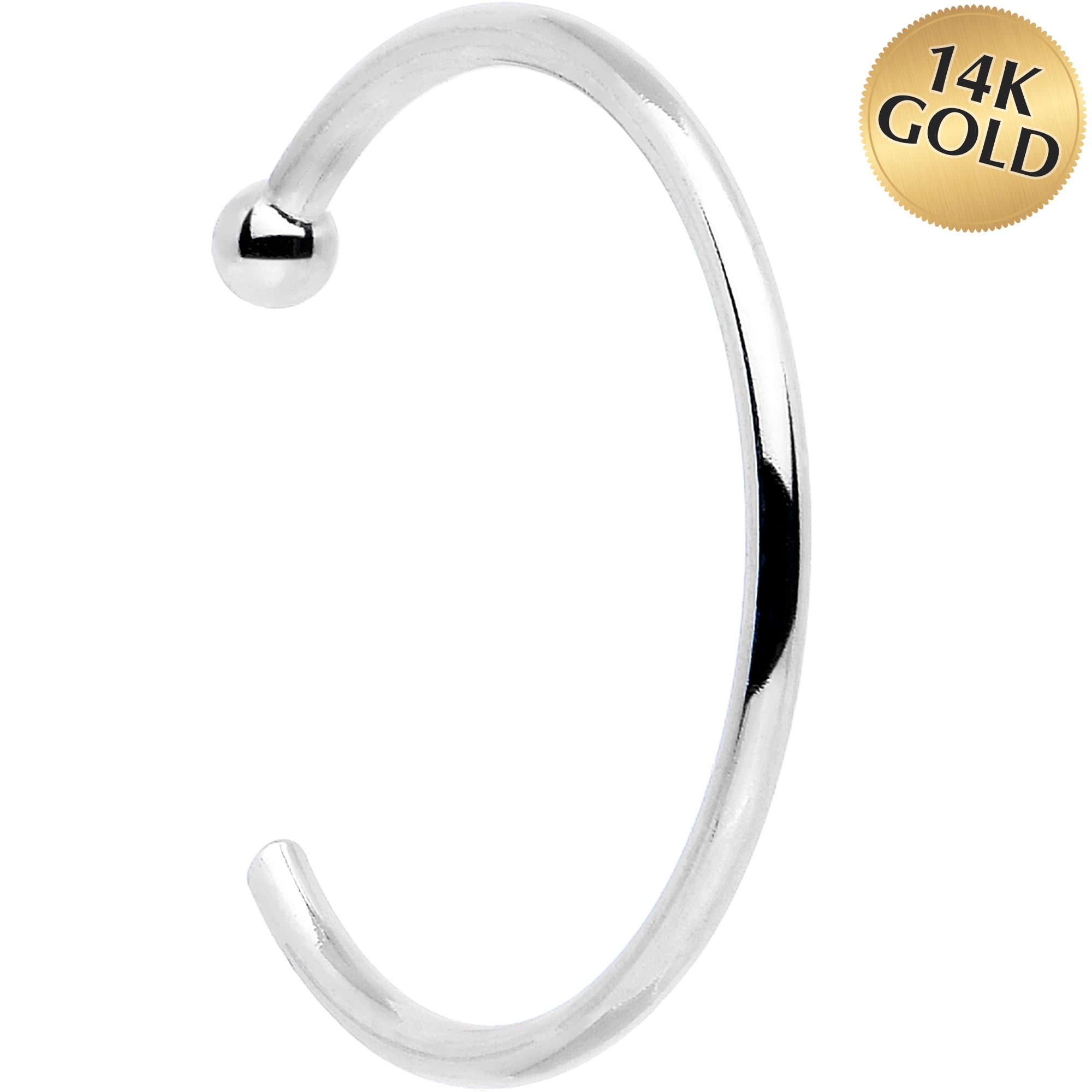 20 Gauge 5/16 Solid 14KT White Gold Nose Hoop