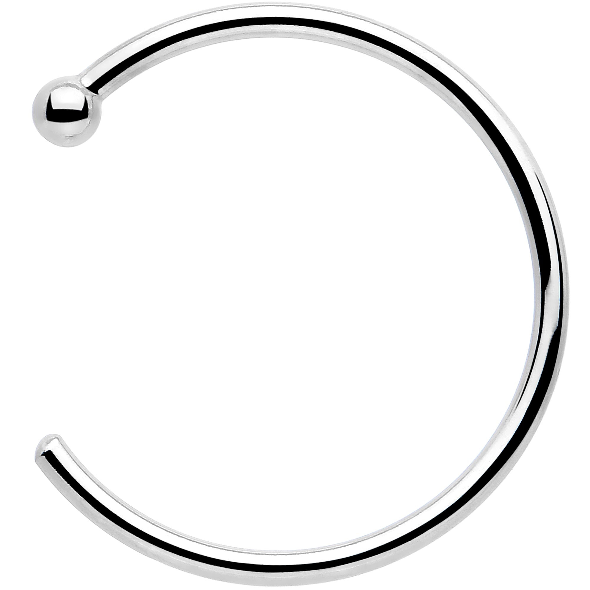 20 Gauge 3/8 Solid 18KT White Gold Nose Hoop