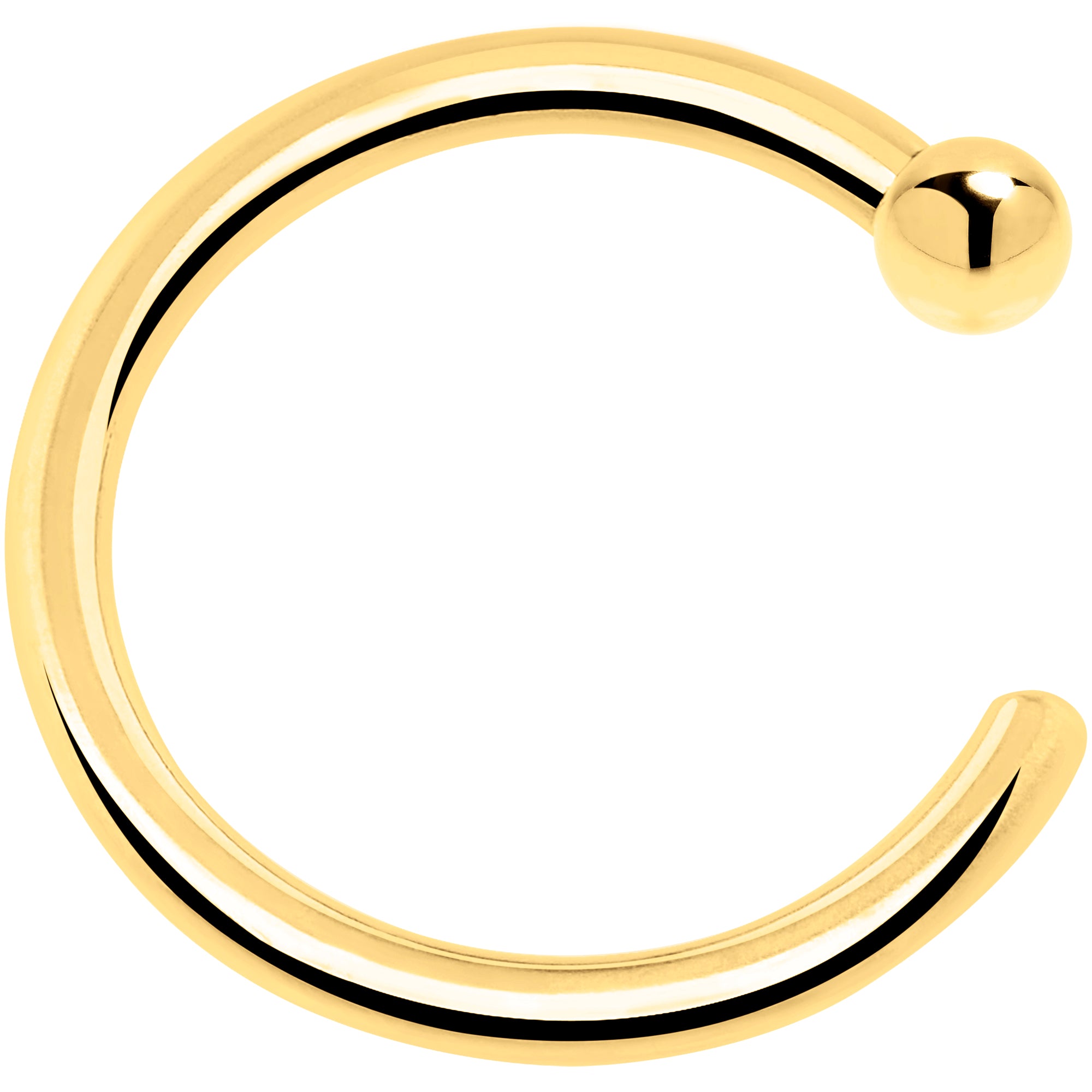 20 Gauge 1/4 14kt Solid Yellow Gold Nose Hoop