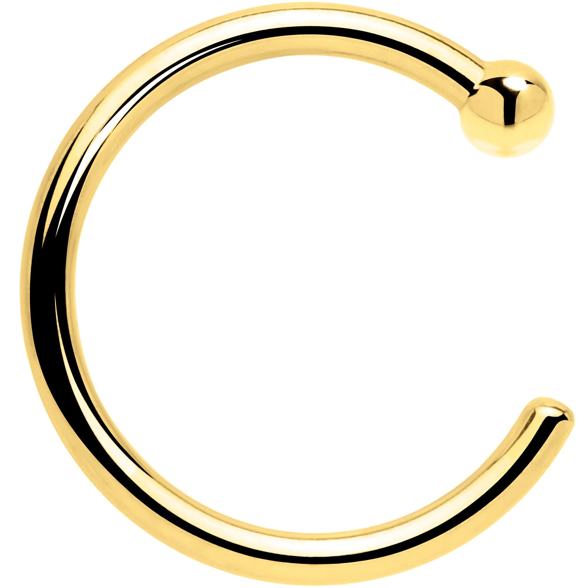 20 Gauge 1/4 14kt Solid Yellow Gold Nose Hoop