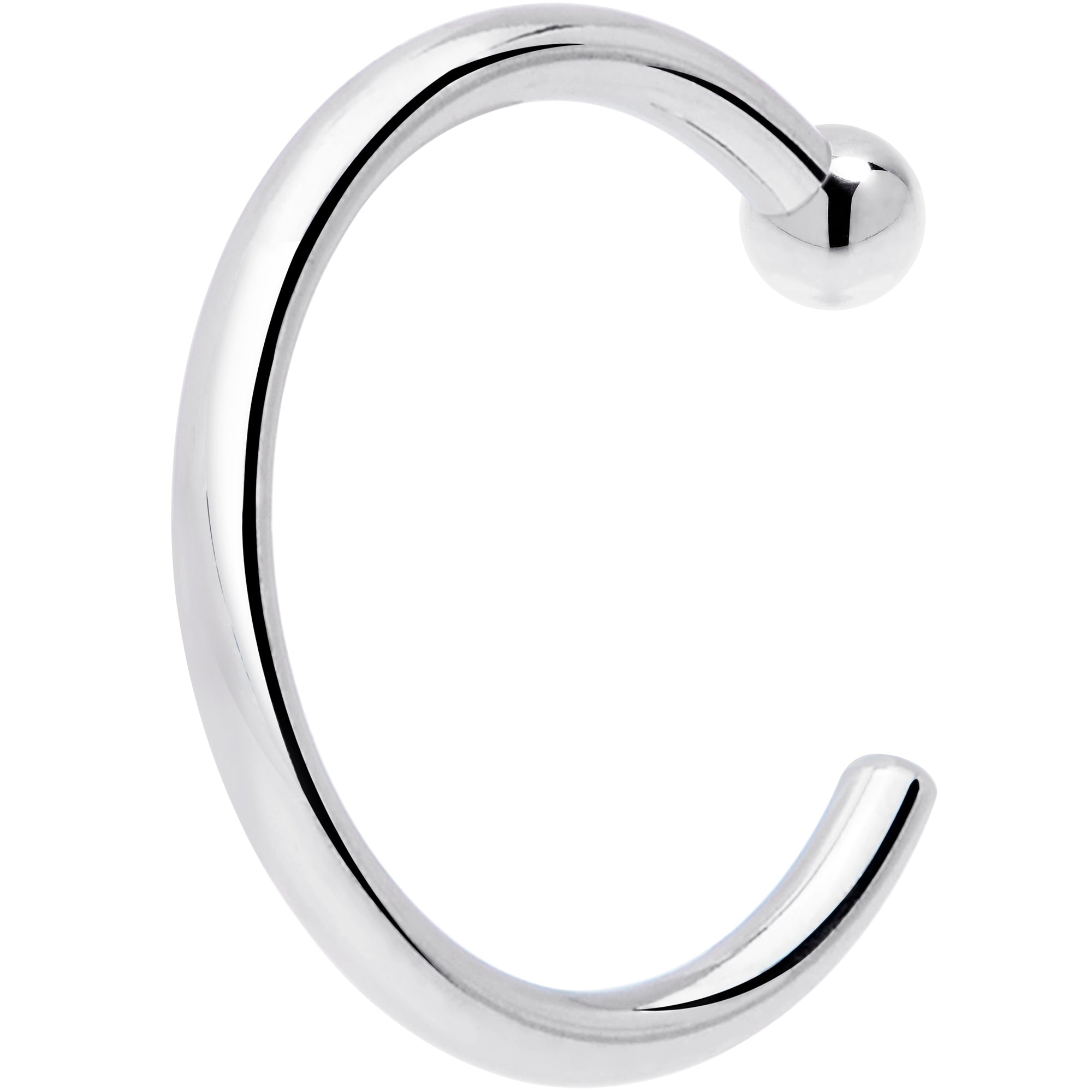 20 Gauge 1/4 14kt Solid White Gold Nose Hoop