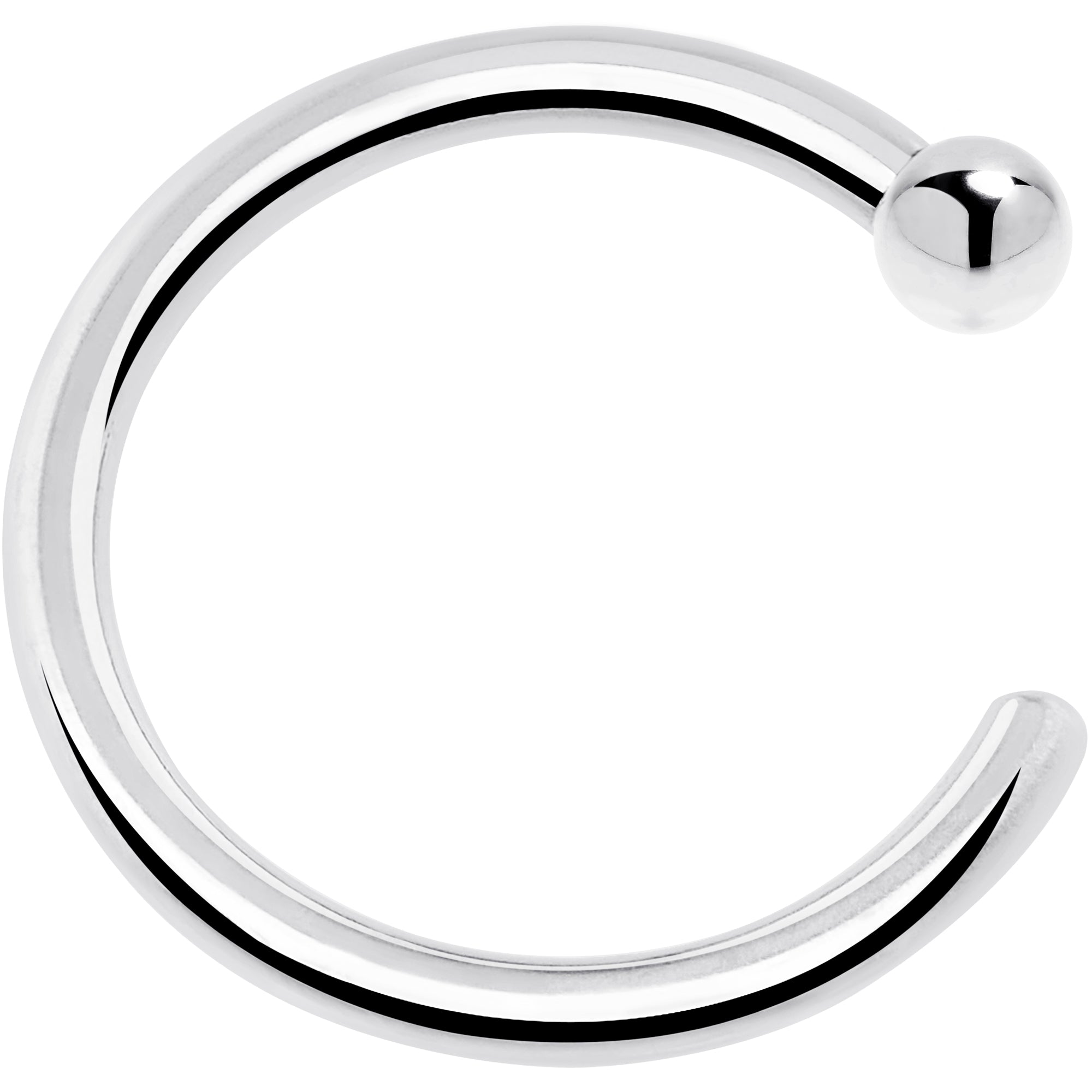 20 Gauge 1/4 14kt Solid White Gold Nose Hoop