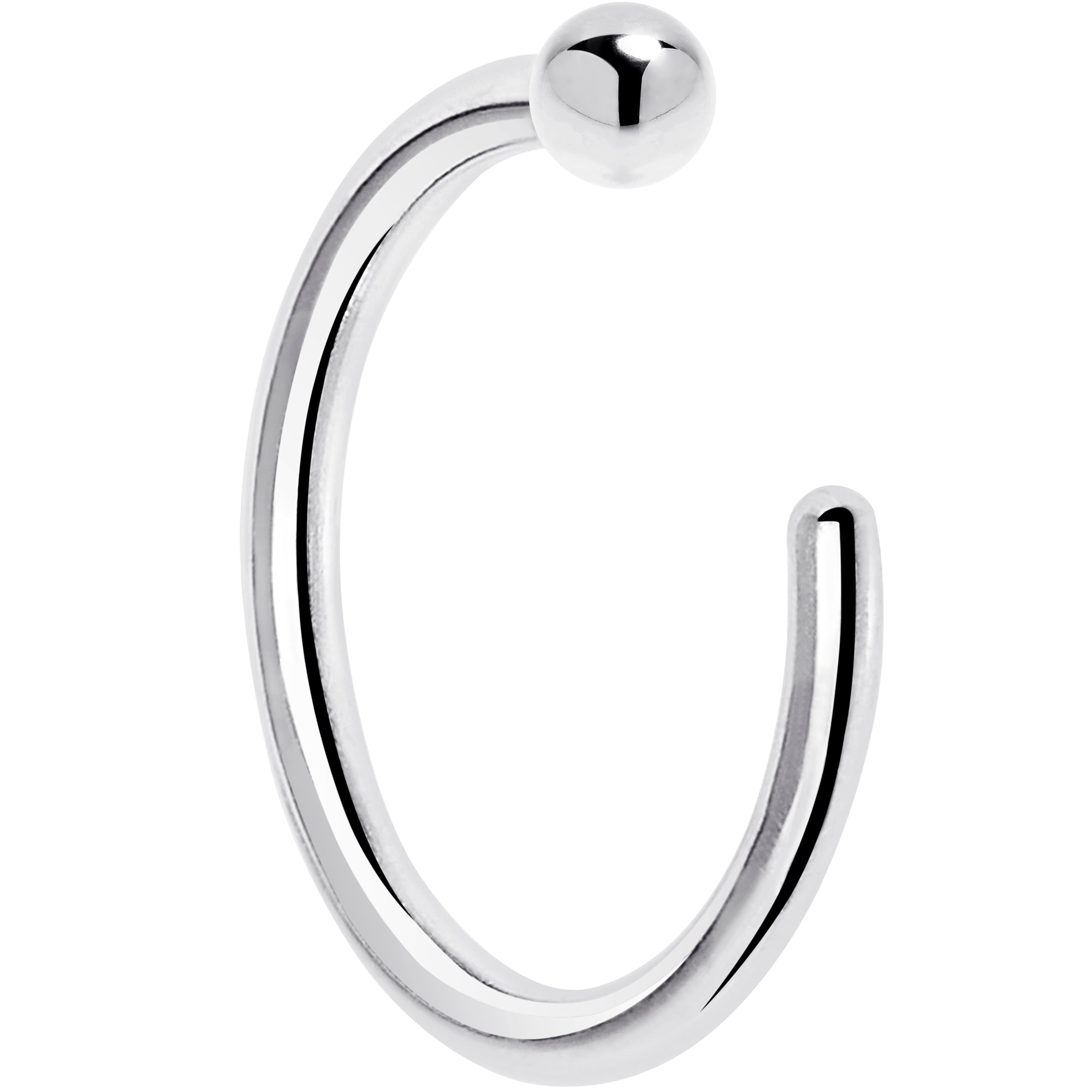 20 Gauge 1/4 14kt Solid White Gold Nose Hoop