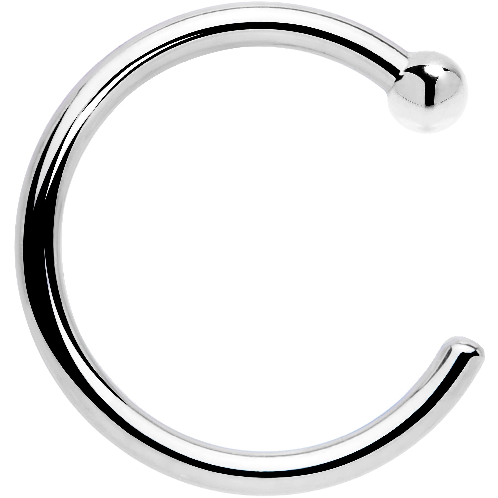 20 Gauge 1/4 14kt Solid White Gold Nose Hoop