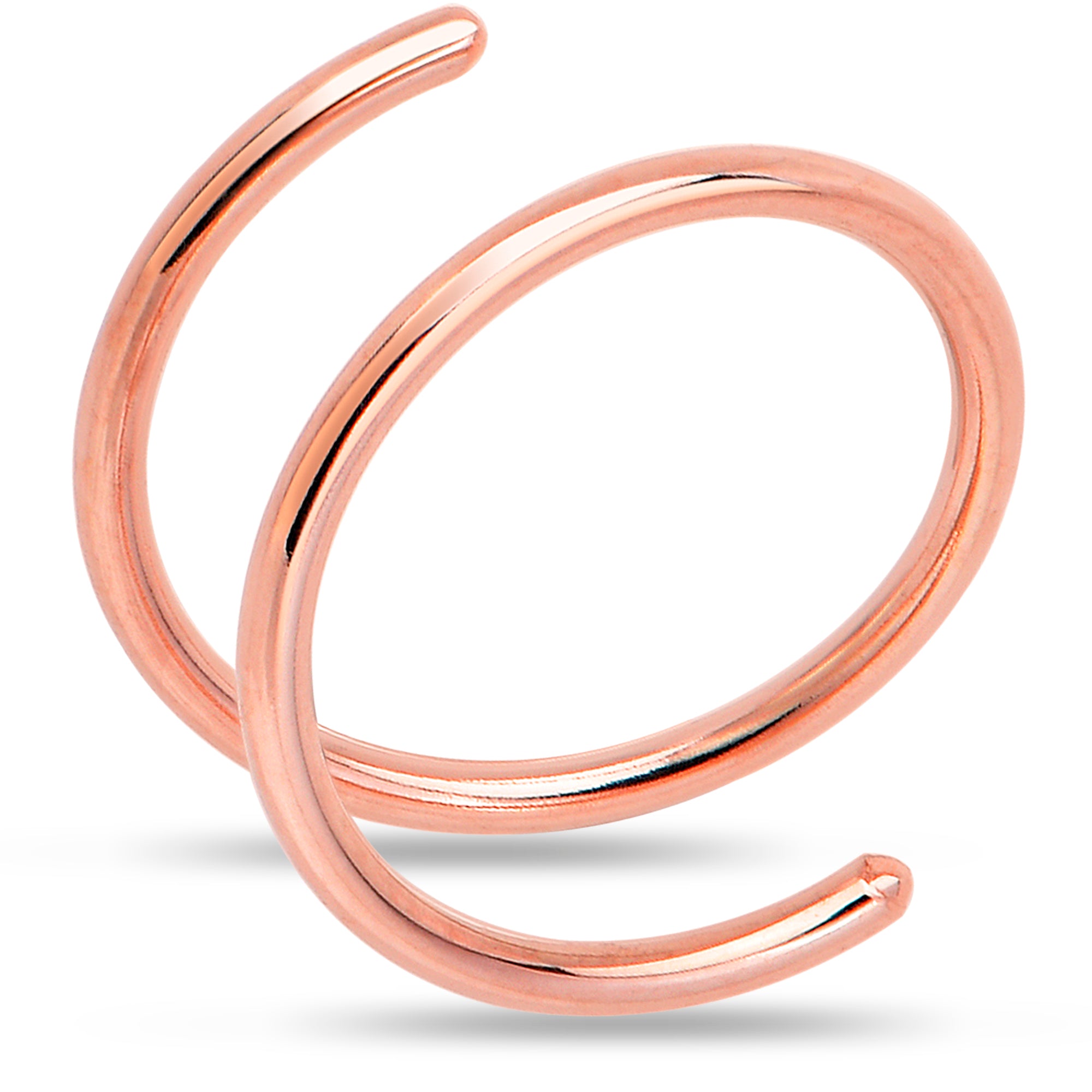 Double Hoop Nose 14k Rose Gold Filled Spiral Nose Ring 20 Gauge 8mm Right