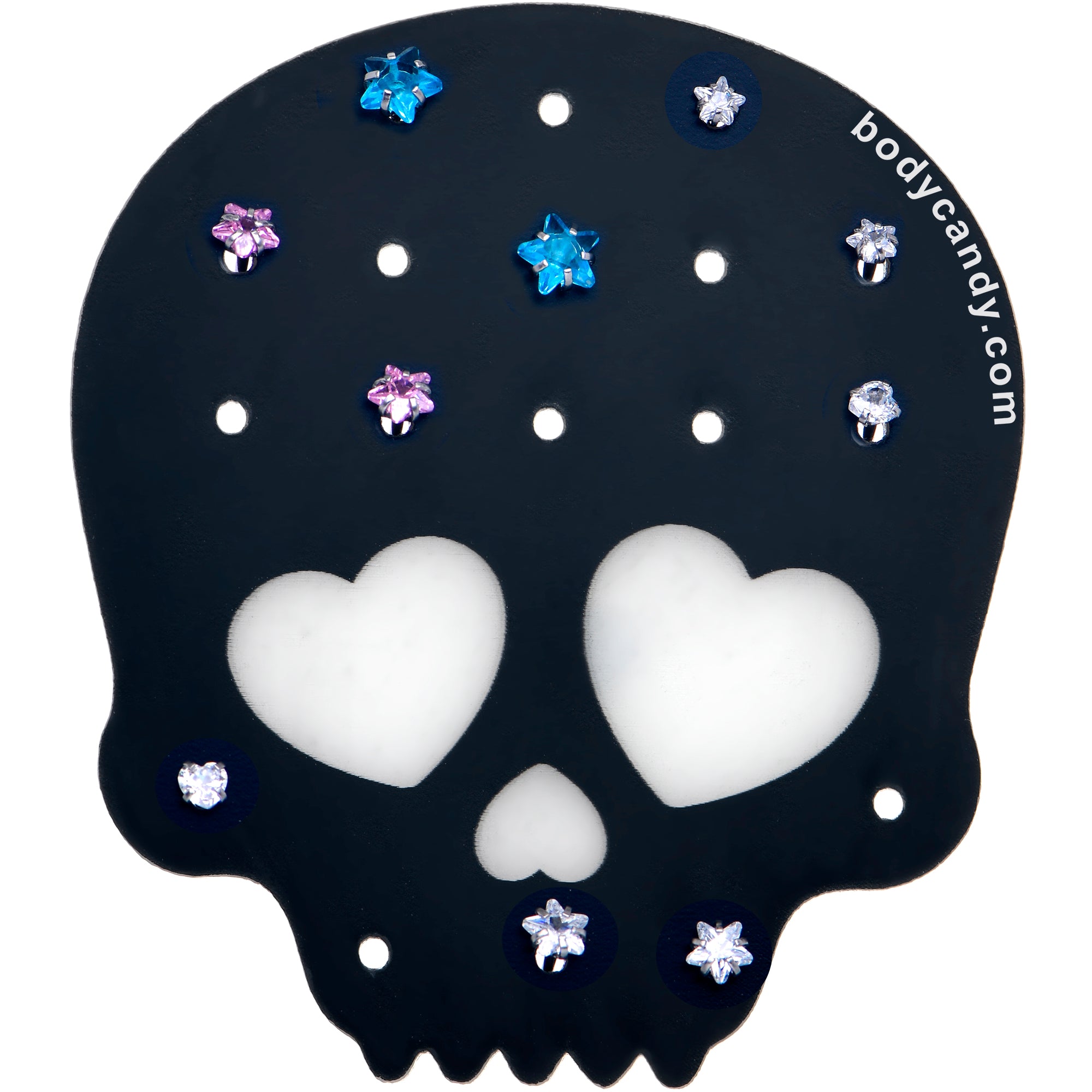 Black skull head travel earring holder for flat back designs