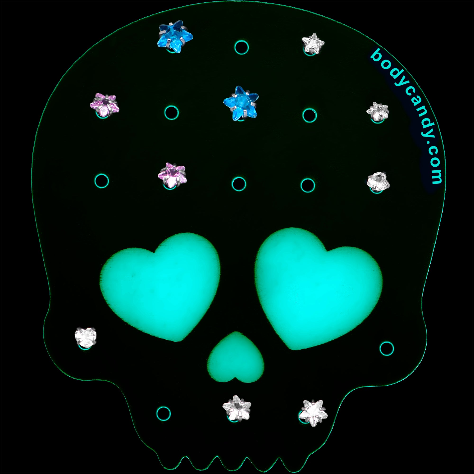 Skull glow in the dark earring holder for flat back earrings