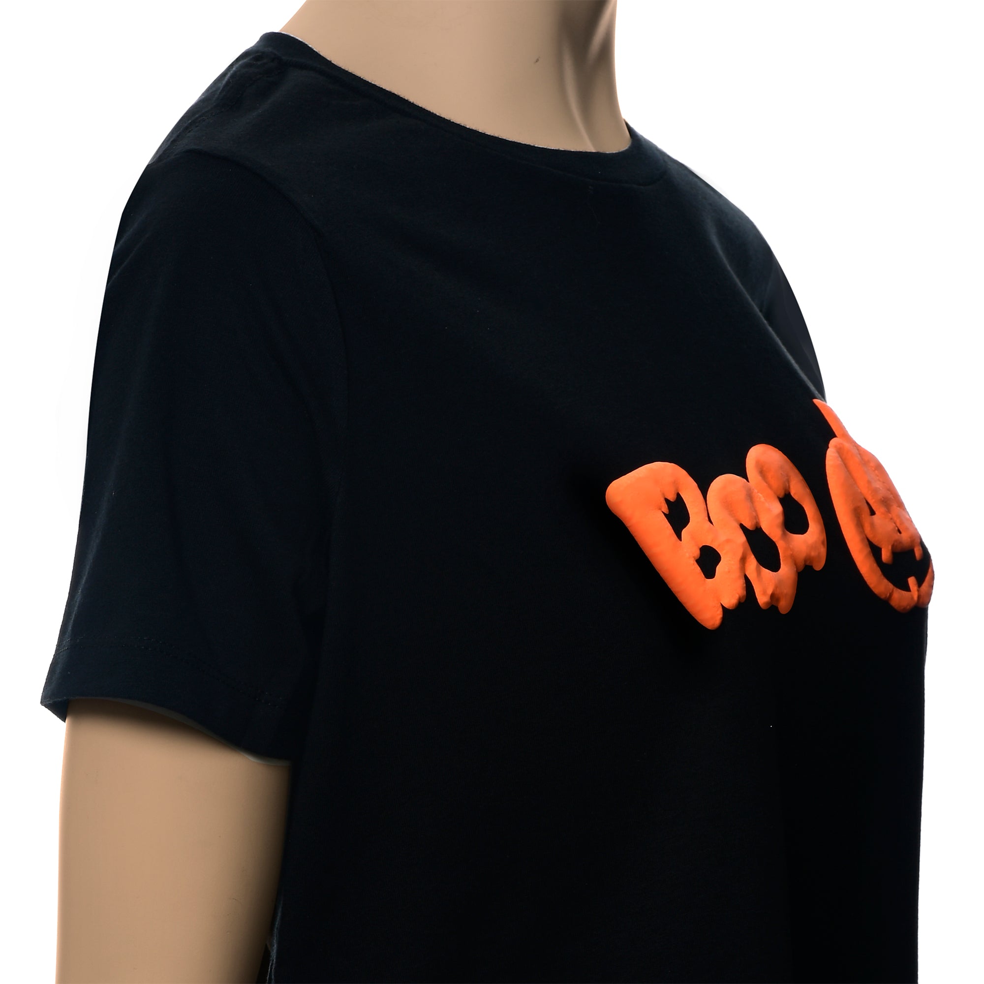 Pumpkin boo graphic on orange Halloween tee shirt