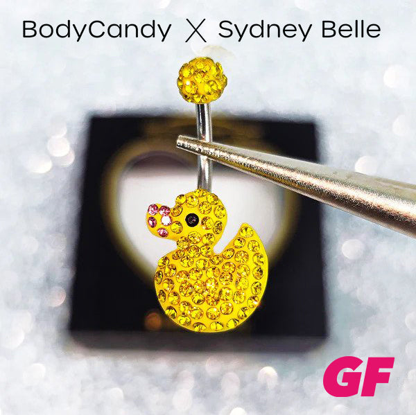 Sydney Belle Girlfriend Collection Yellow Pink CZ Gem Rubber Duck Ducky Belly Ring