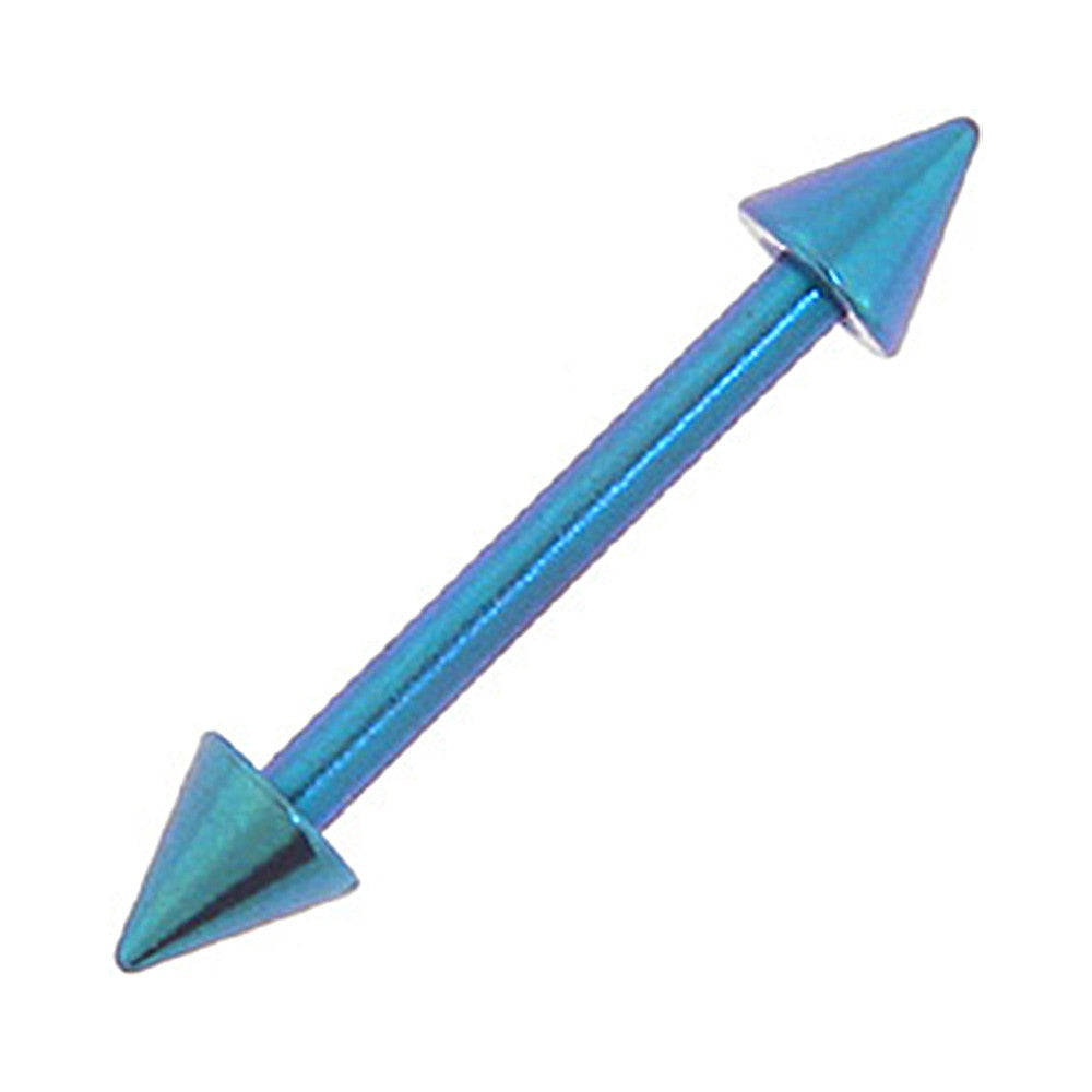 Solid Titanium Lake Blue Cone Eyebrow Barbell 5/16-3mm