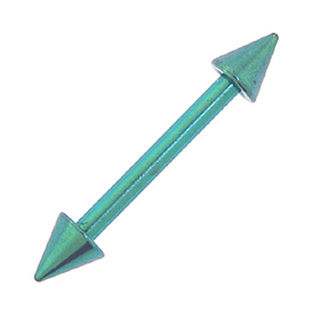 Solid Titanium Green Cone Eyebrow Barbell 5/16-3mm