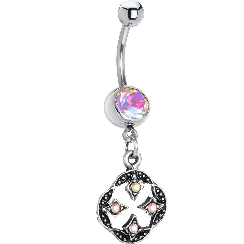 Mystical Aurora Gem Dangle Banana Belly Ring