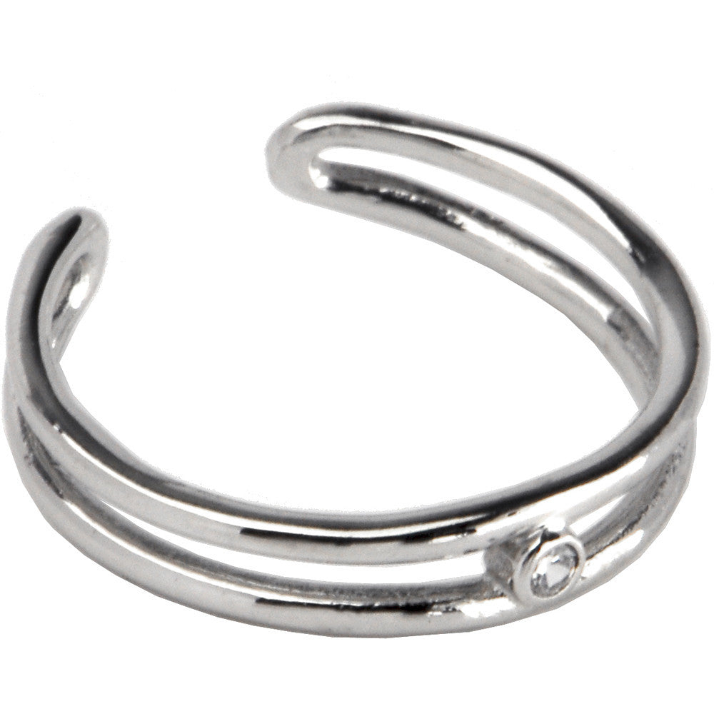 Sterling Silver 925 Cubic Zirconia Duo Band Toe Ring