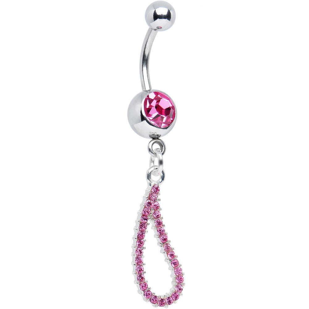 Pink TEARDROP JEWELED ROPE Dangle Belly Ring