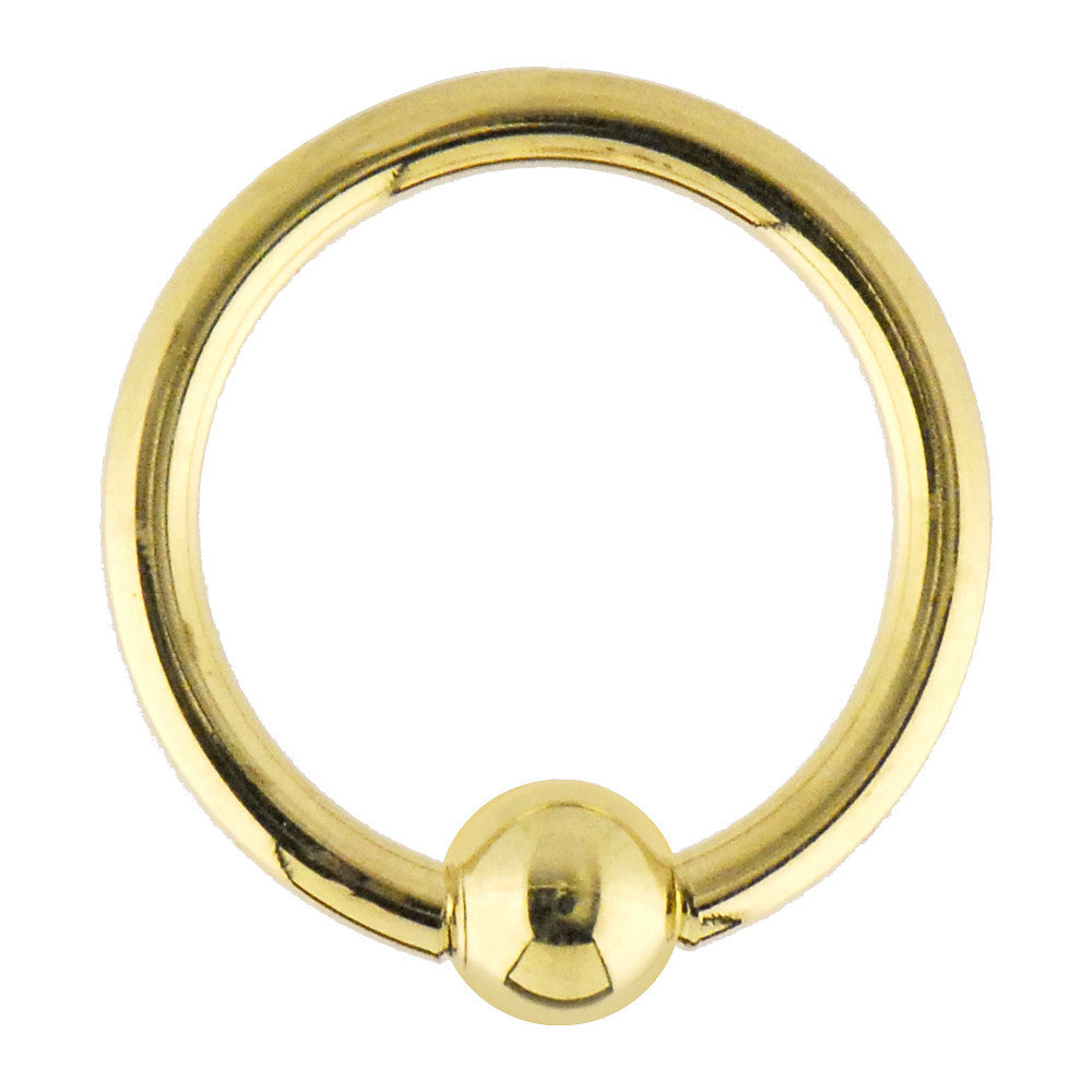 Solid 14kt Yellow Gold 14 Gauge 9/16 Ball Captive Ring 5mm Ball