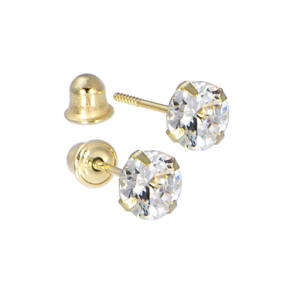 Solid 14kt Yellow Gold .47 Carat Cubic Zirconia APRIL Birthstone Earrings