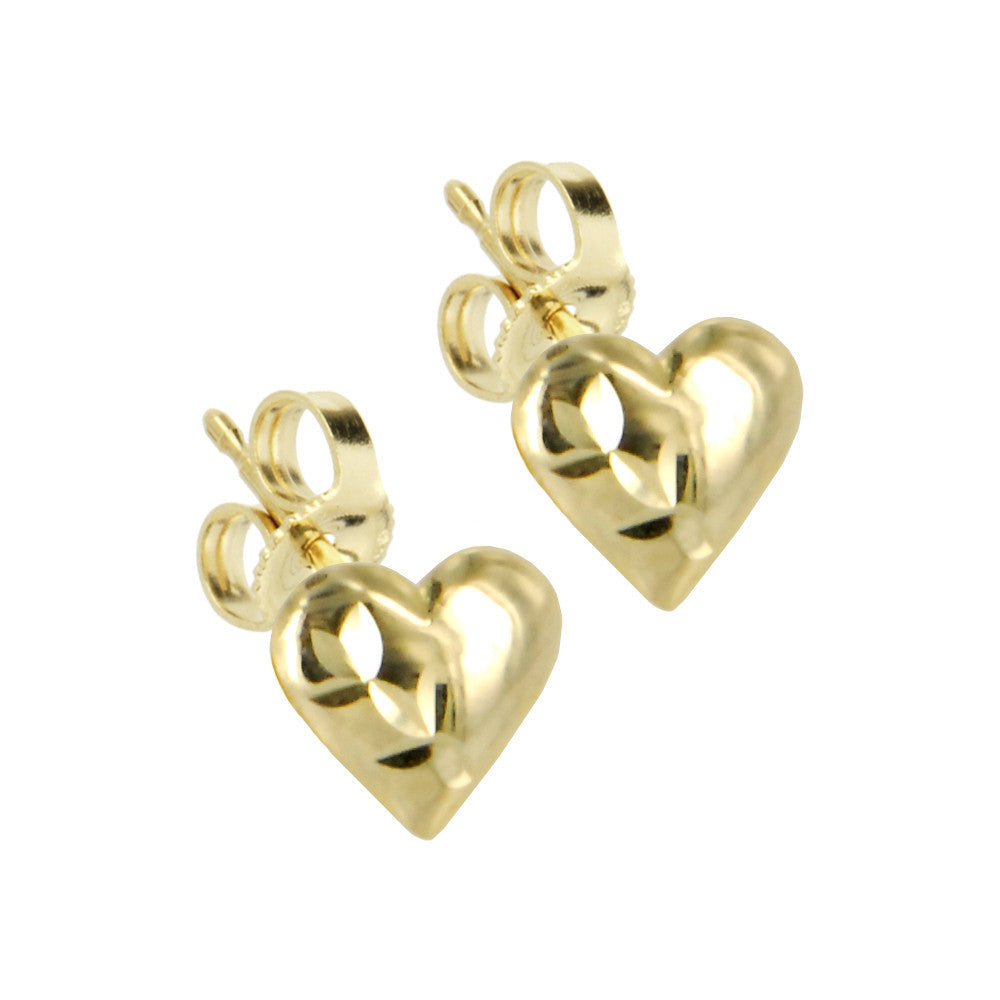 Solid 14kt Gold PUFFED HOLLOW HEART Earrings