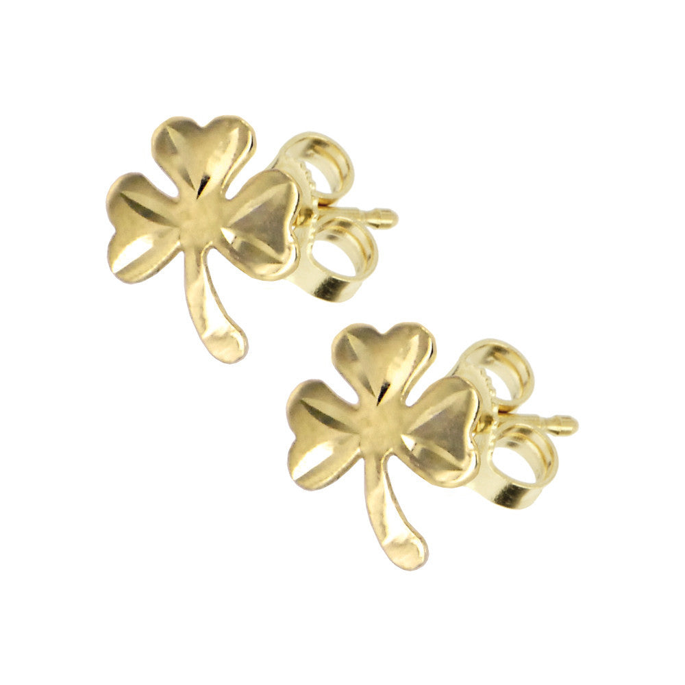 Solid 14KT Gold SHAMROCK Earrings