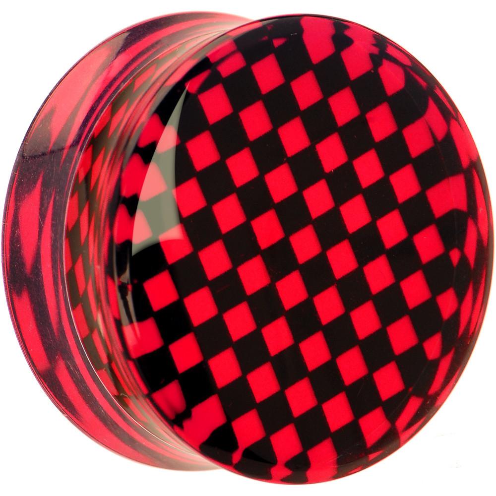 Red and Black Checker Inlayed Saddle Plug 2 Gauge to 30mm