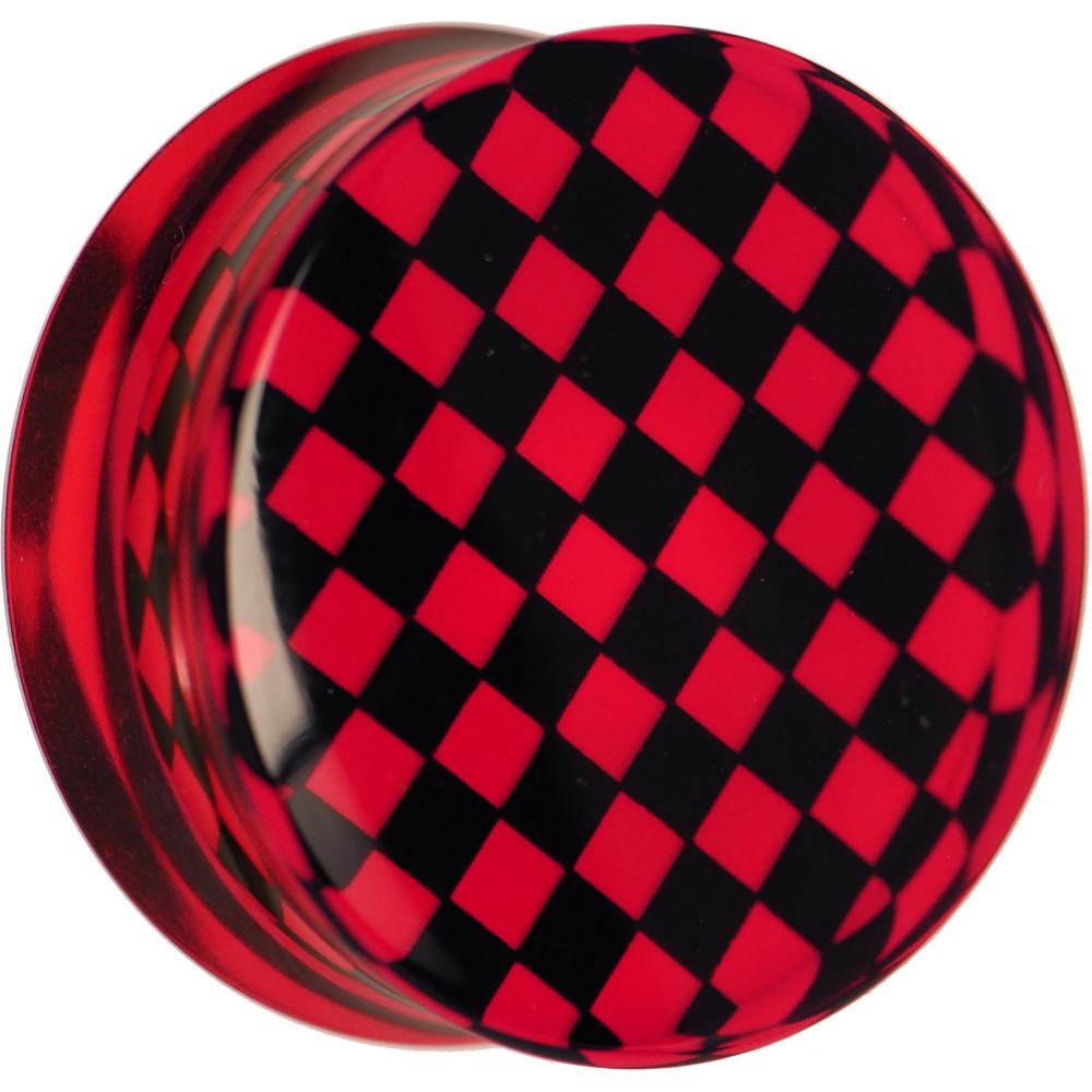 Red and Black Checker Inlayed Saddle Plug 2 Gauge to 30mm