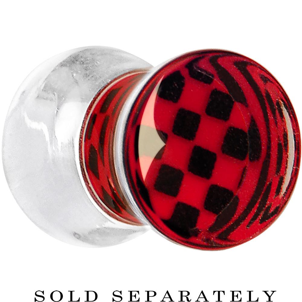 Red and Black Checker Inlayed Saddle Plug 2 Gauge to 30mm