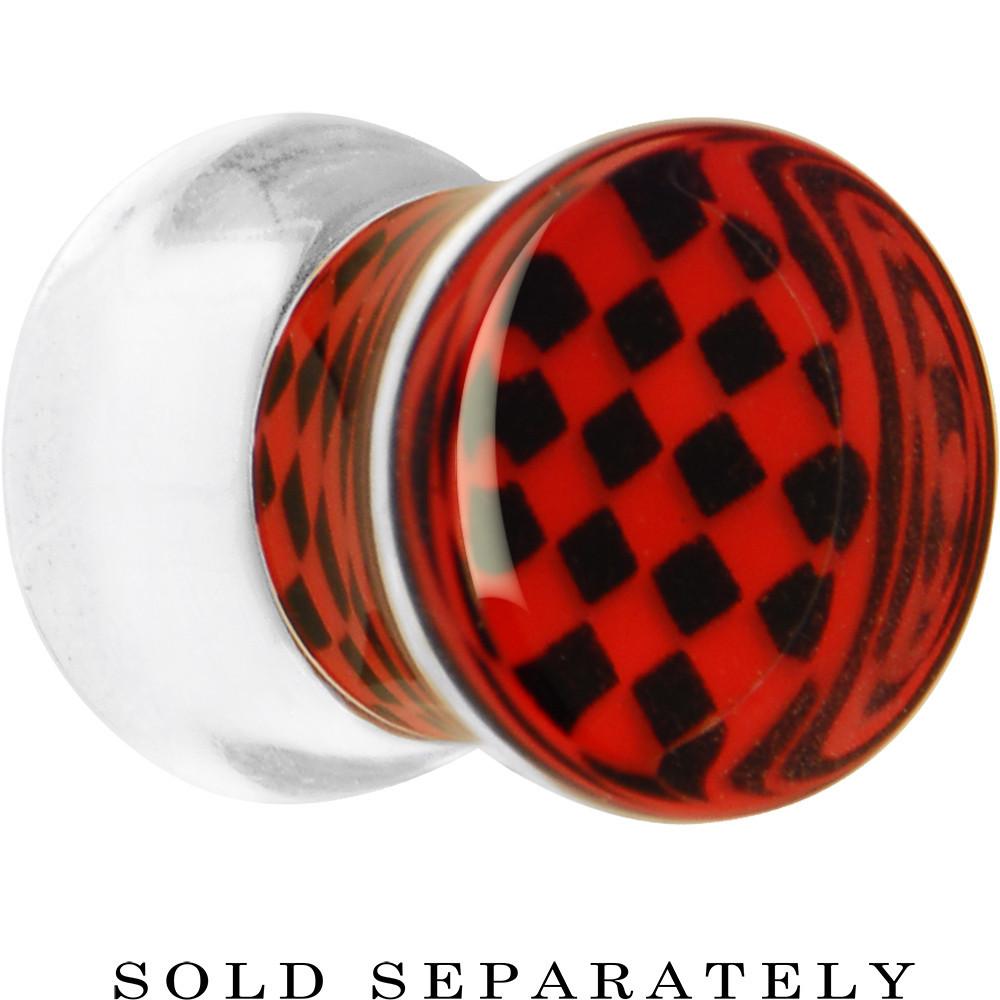 Red and Black Checker Inlayed Saddle Plug 2 Gauge to 30mm