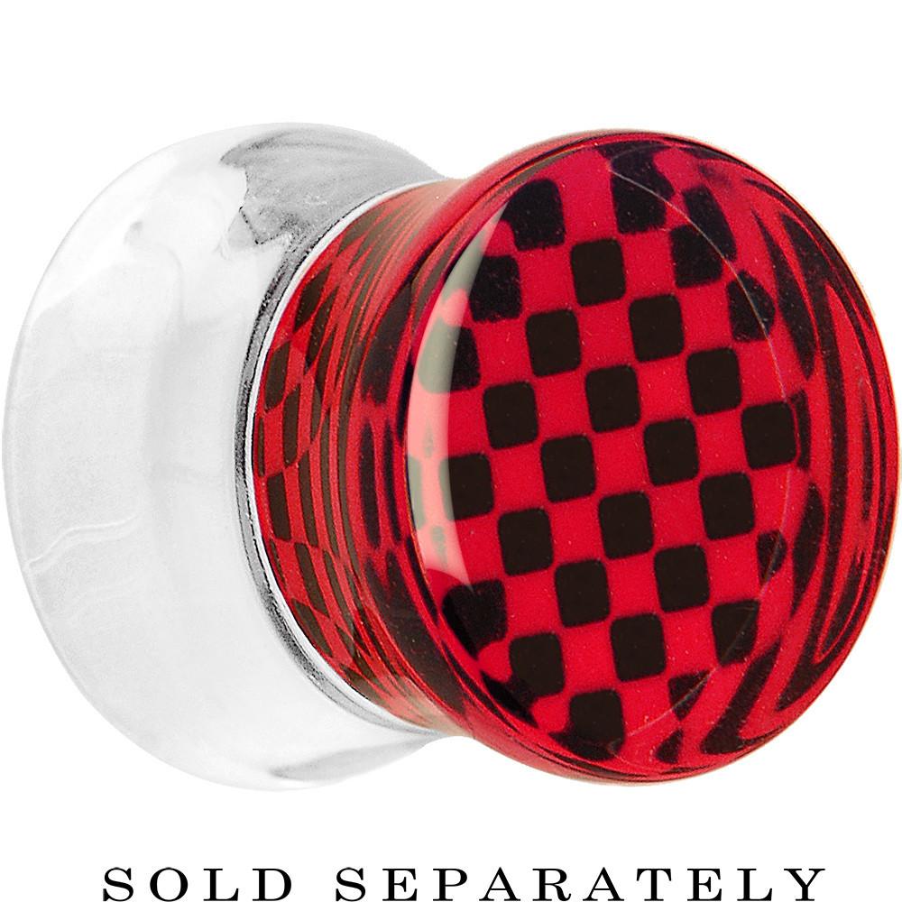 Red and Black Checker Inlayed Saddle Plug 2 Gauge to 30mm