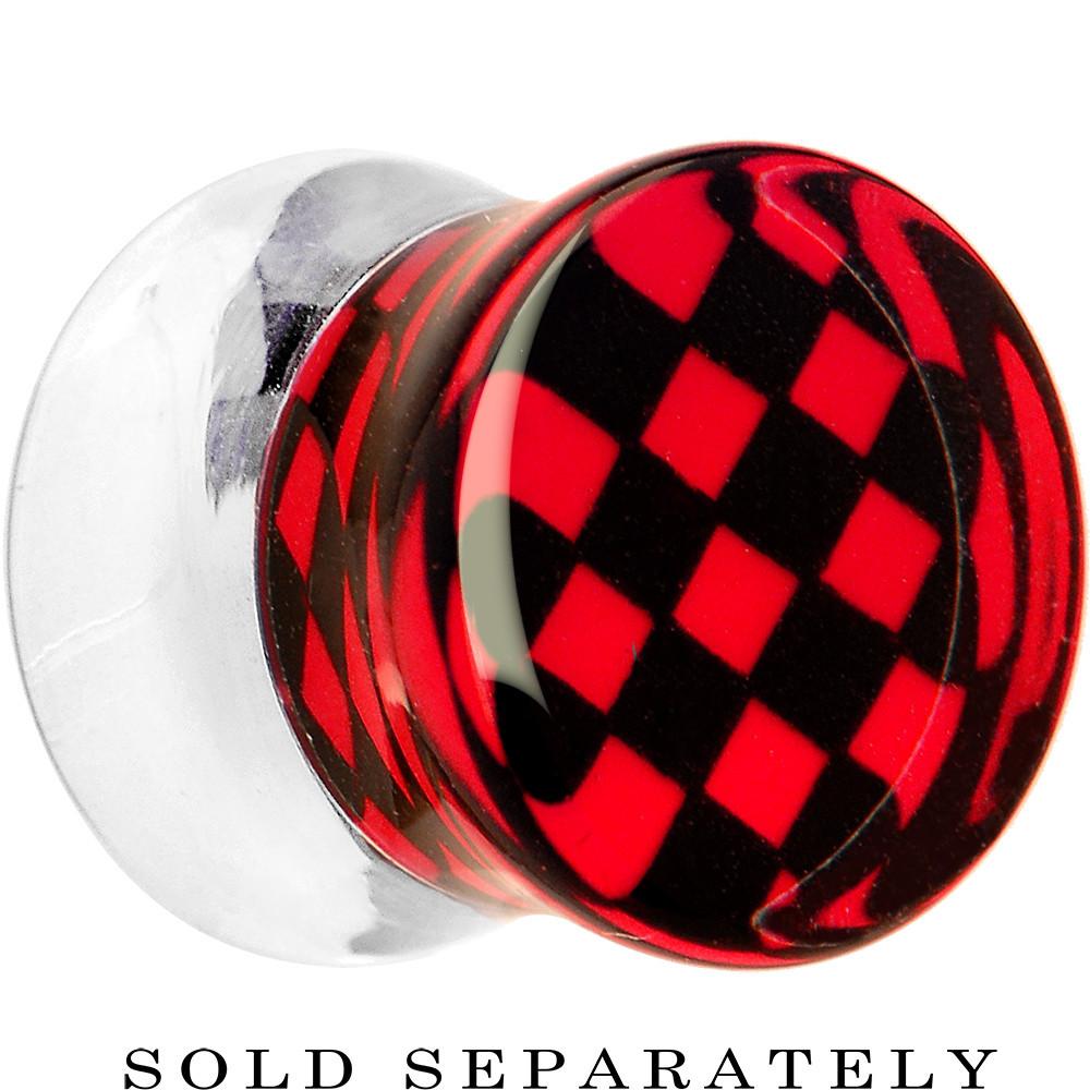 Red and Black Checker Inlayed Saddle Plug 2 Gauge to 30mm