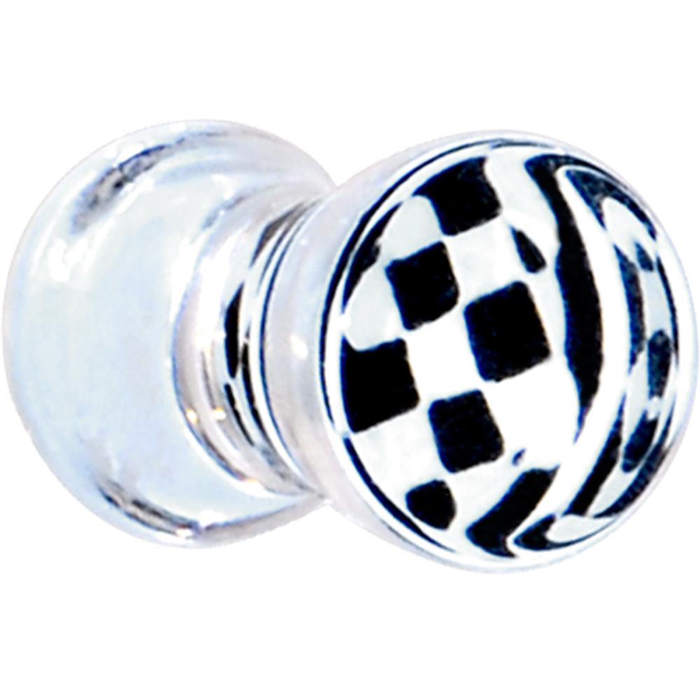 Black and White Checker Inlayed Saddle Plug 2 Gauge to 20mm