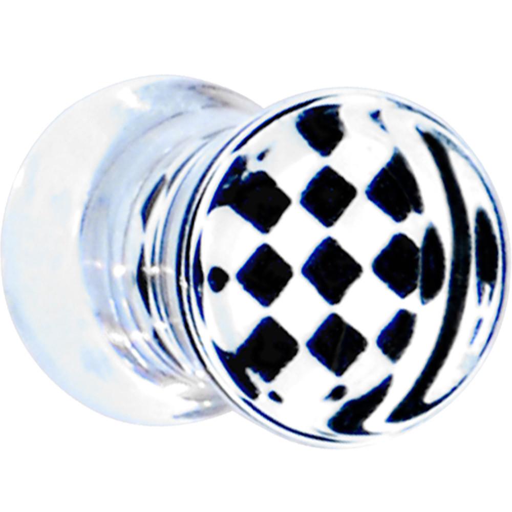 Black and White Checker Inlayed Saddle Plug 2 Gauge to 20mm