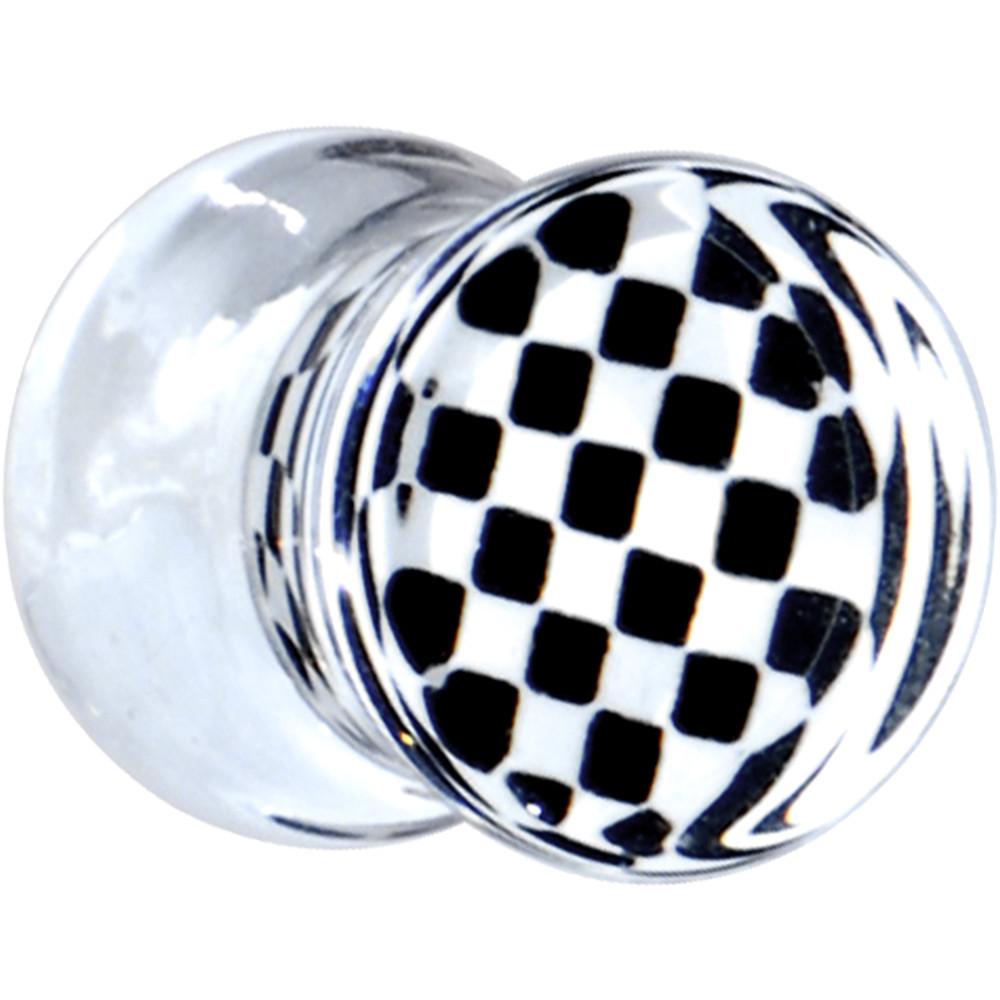 Black and White Checker Inlayed Saddle Plug 2 Gauge to 20mm