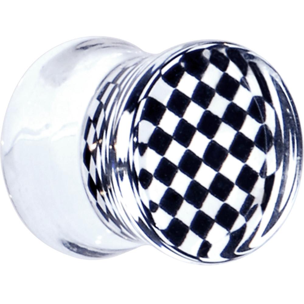 Black and White Checker Inlayed Saddle Plug 2 Gauge to 20mm