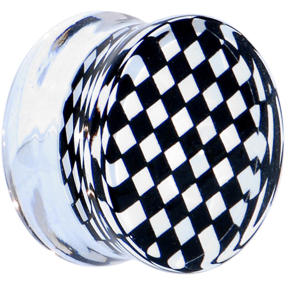 Black and White Checker Inlayed Saddle Plug 2 Gauge to 20mm