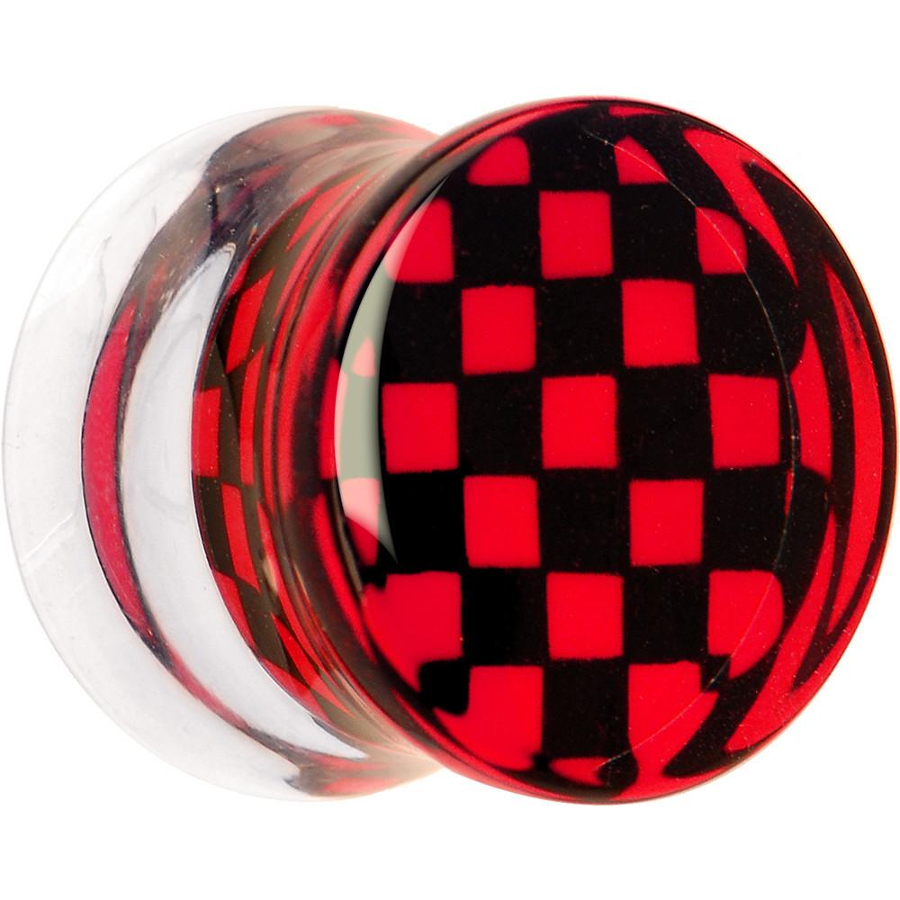 Red and Black Checker Inlayed Saddle Plug 2 Gauge to 30mm