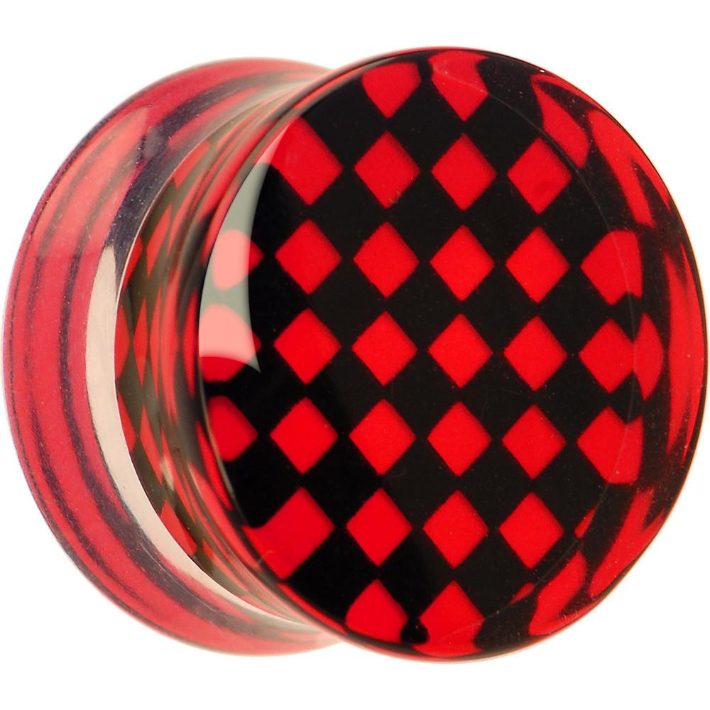 Red and Black Checker Inlayed Saddle Plug 2 Gauge to 30mm