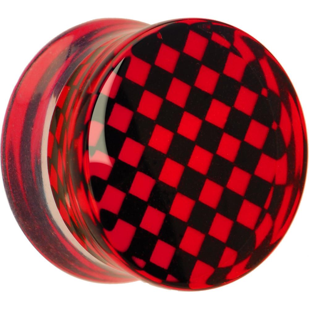 Red and Black Checker Inlayed Saddle Plug 2 Gauge to 30mm