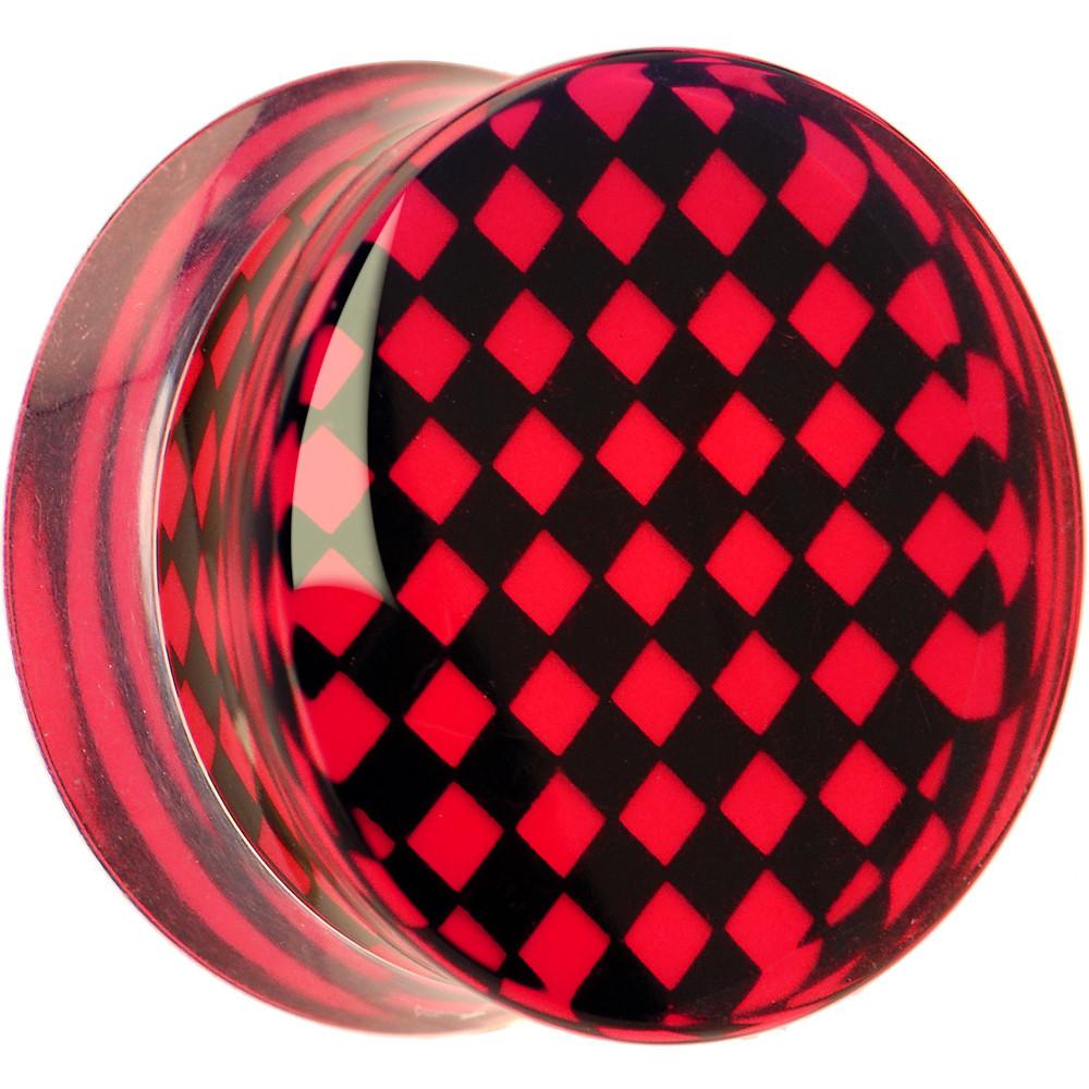 Red and Black Checker Inlayed Saddle Plug 2 Gauge to 30mm