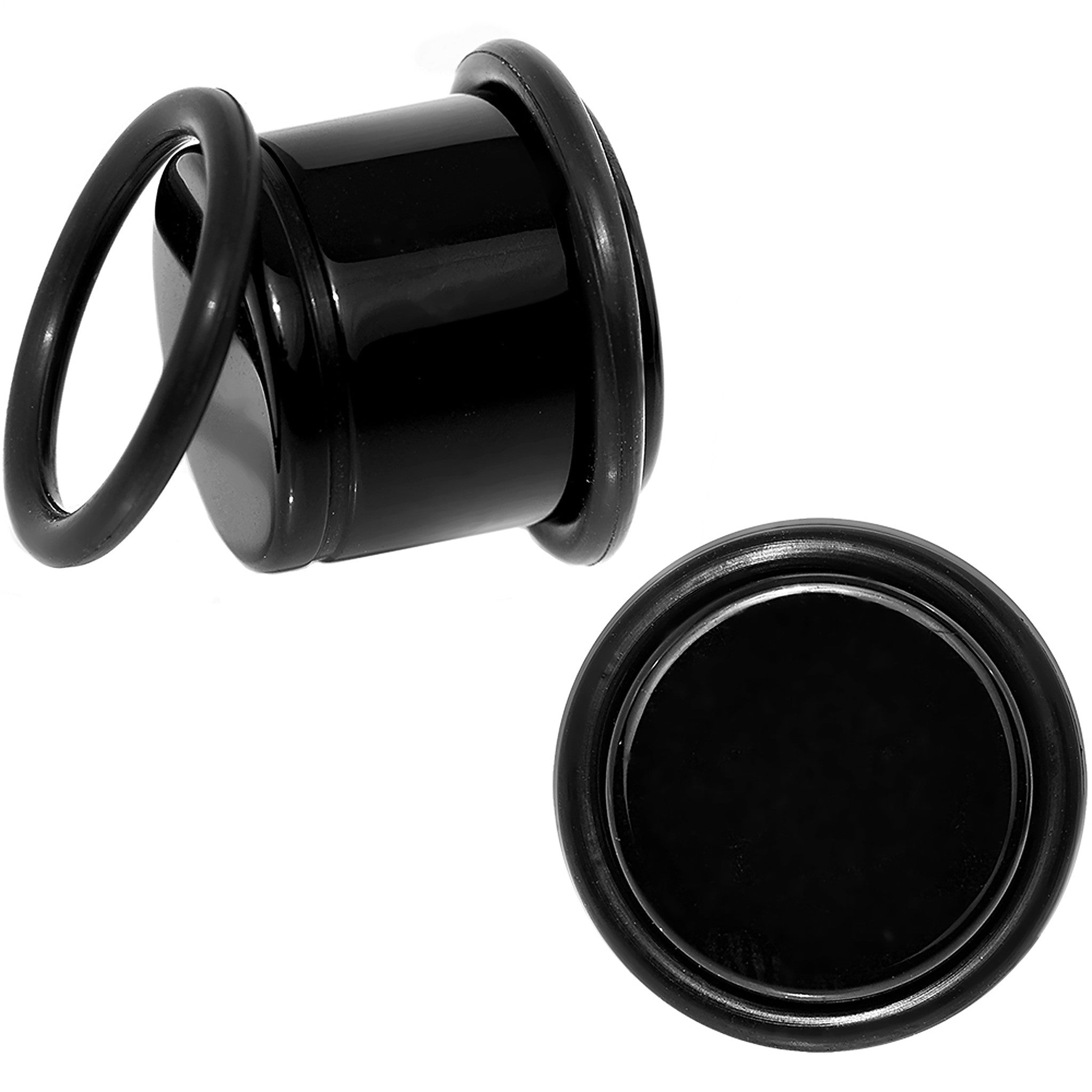 9/16 Black Acrylic Straight Plug Pair