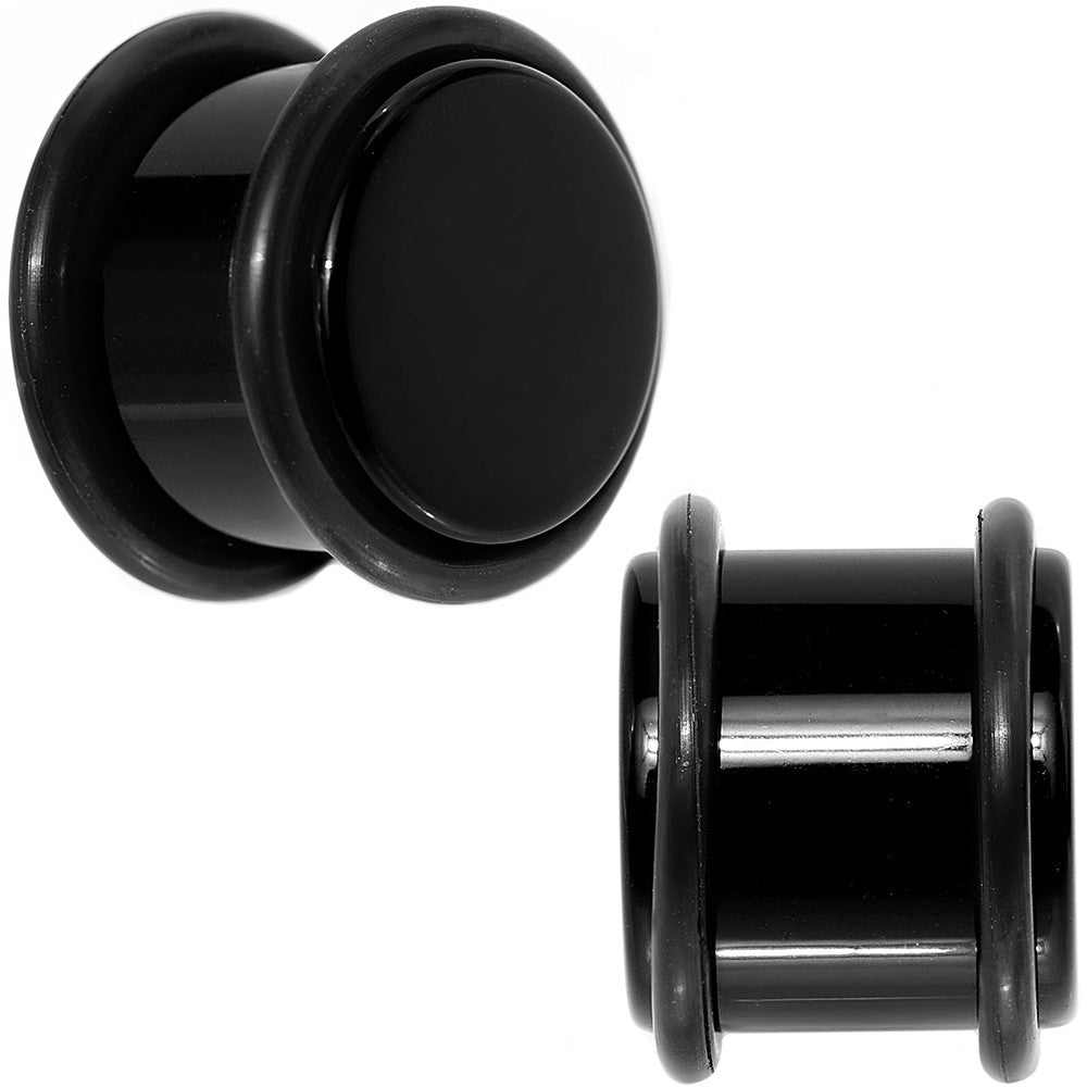 9/16 Black Acrylic Straight Plug Pair