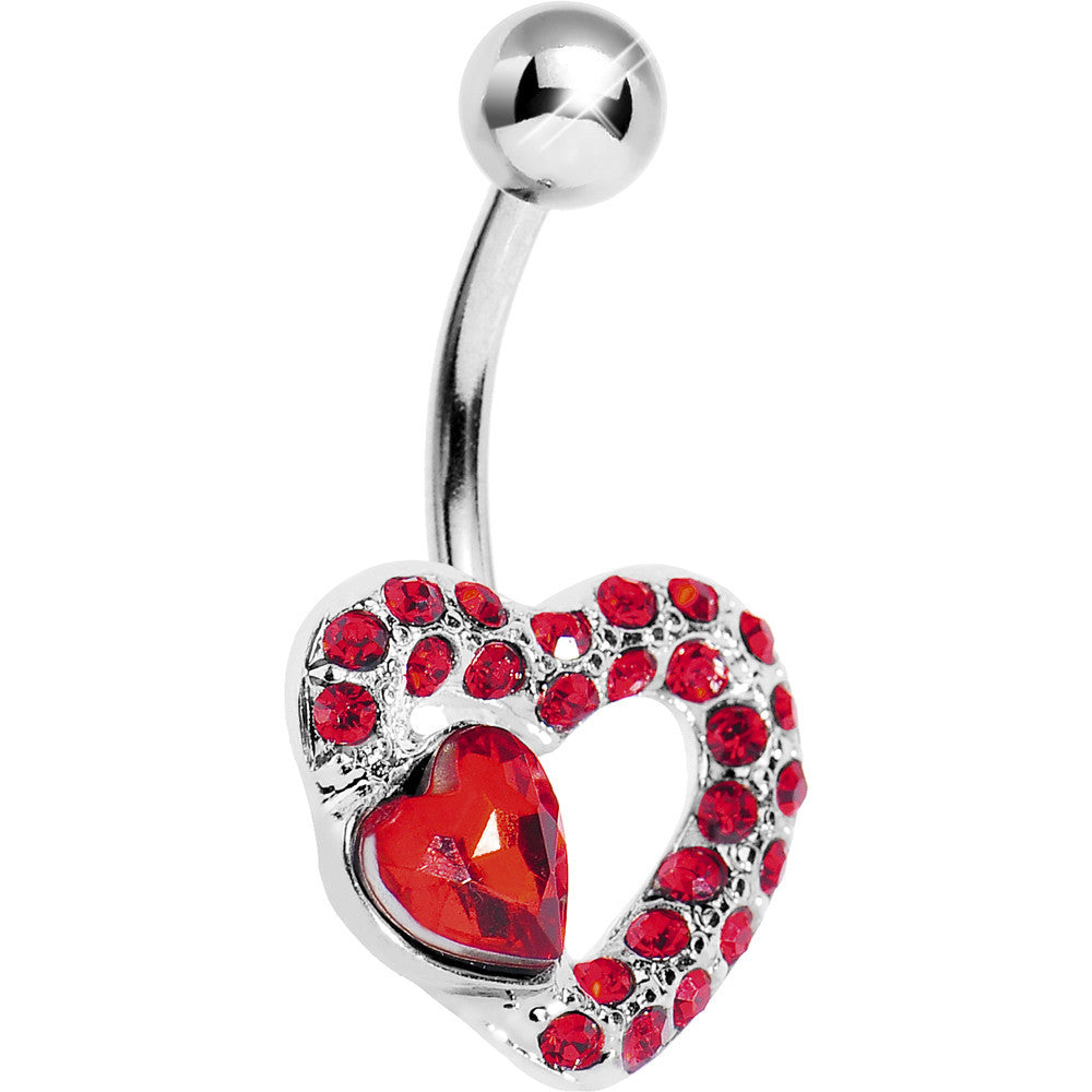 Red Gem Desire of the Heart Belly Ring