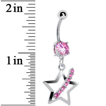 Pink Celestial Skies Star Dangle Belly Ring