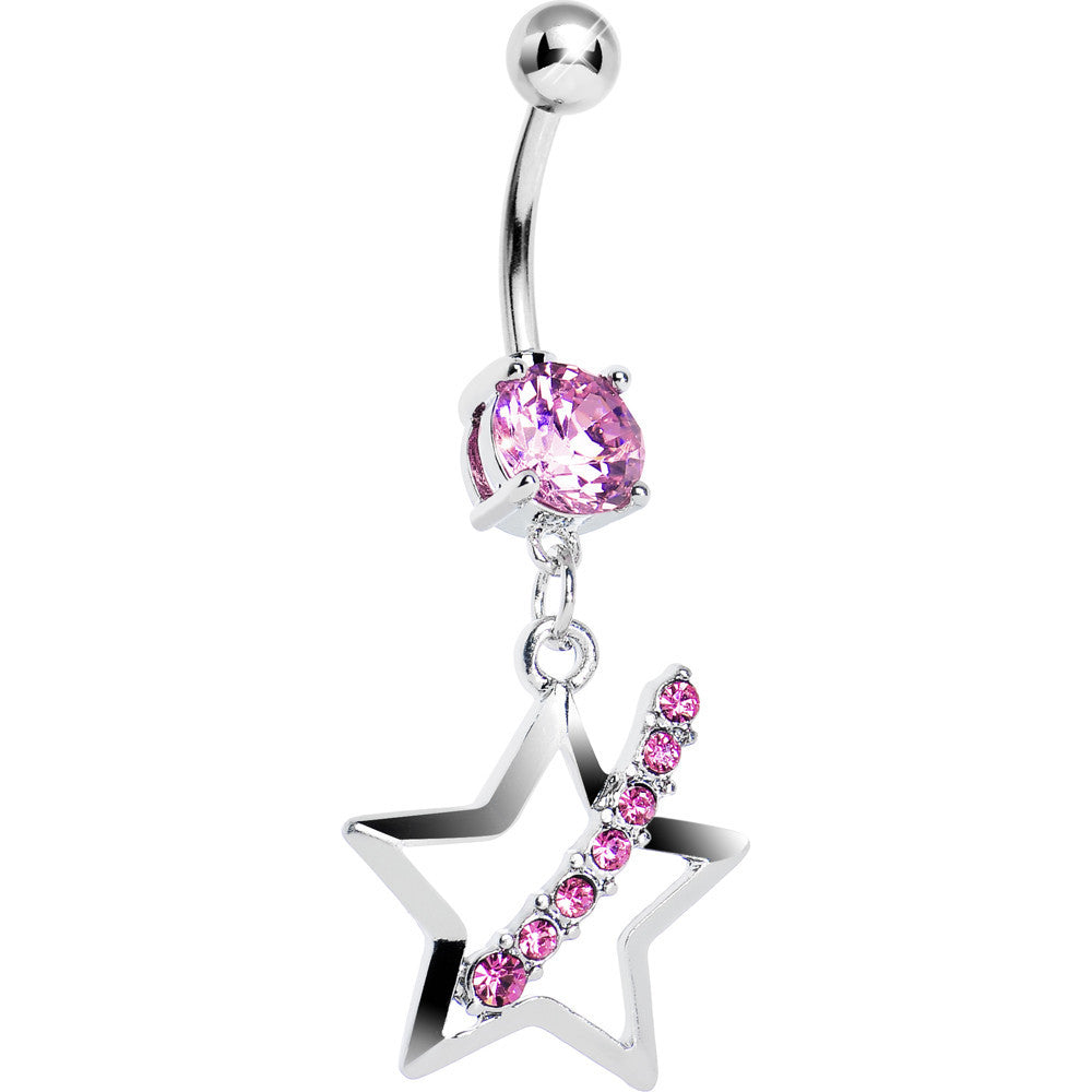 Pink Celestial Skies Star Dangle Belly Ring