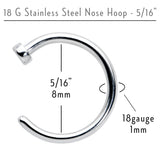 18 Gauge 5/16 Stainless Steel Nose Hoop – BodyCandy