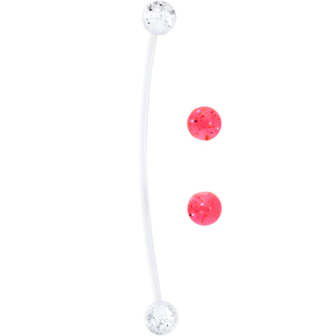 Pink Sun Opal Glitter Belly Ring