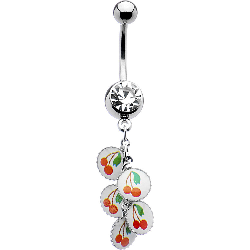 Crystalline Gem Dangling Cherry Belly Ring