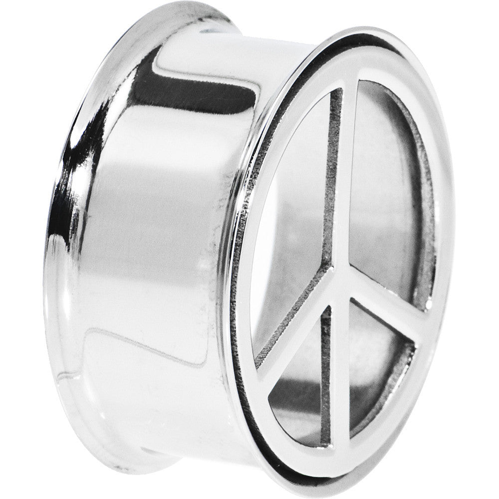 1 inch Stainless Steel Double Flare Peace Symbol Tunnel