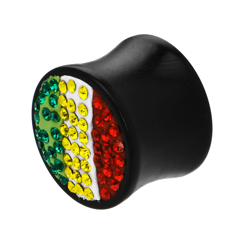 5/8 Gauge Crystal Rasta Saddle Plug